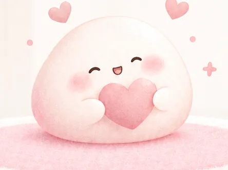 抱著愛心的 Mochi